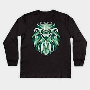 Leo Zodiac Sign - Green Kids Long Sleeve T-Shirt